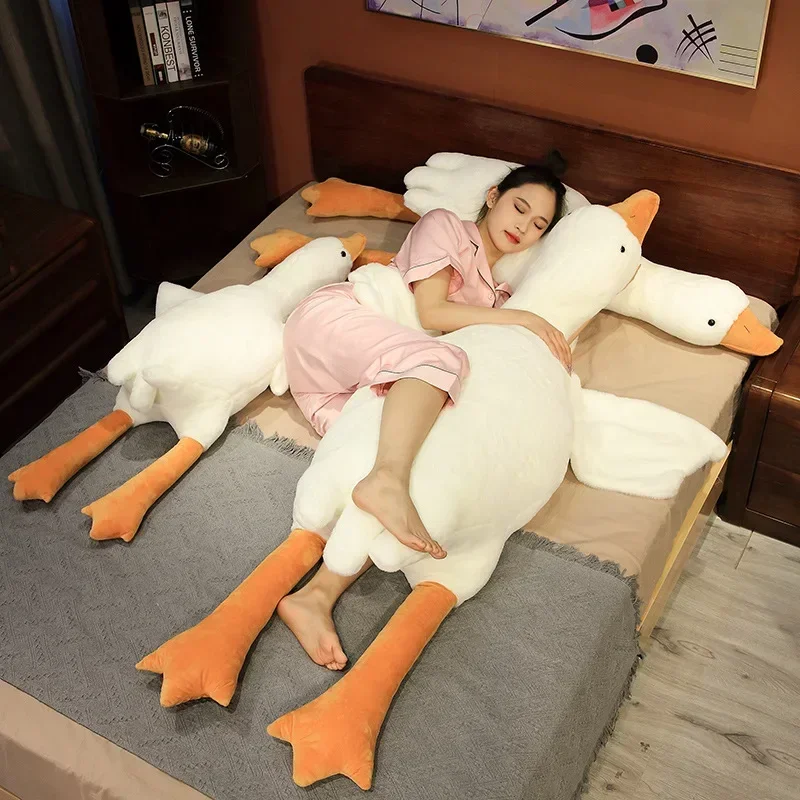 Biele plyšové hračky Fluffy Duck Scdled Doll Cute Animal Sleeping Sofa vankúš dekor narodeniny darčeky pre deti dievča