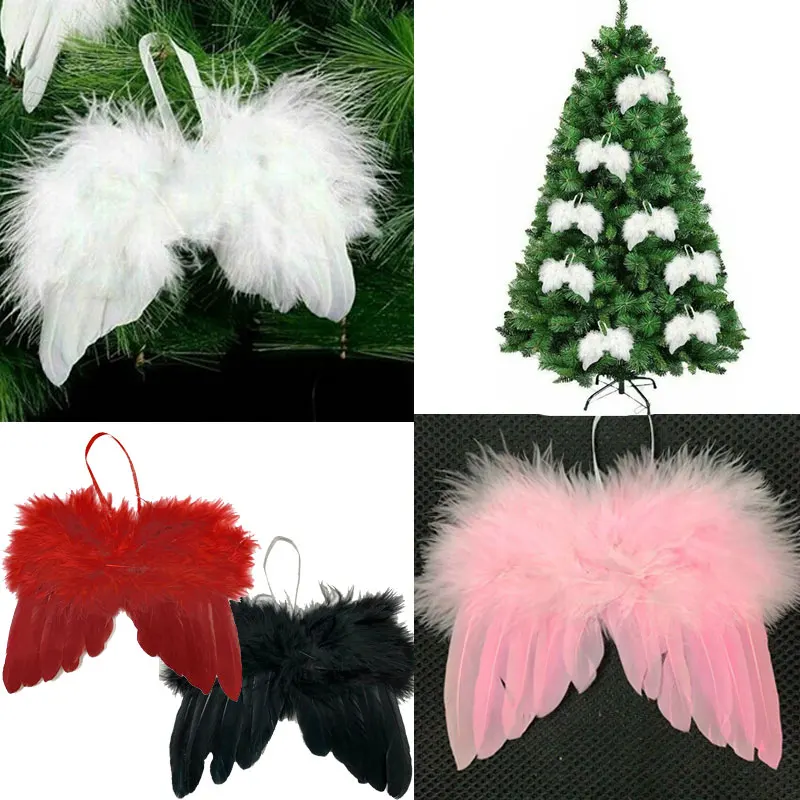 Biele vinobranie perie krídlo krásne elegantný anjel vianočný stromček Decorácie visiaci ozdoba Domov/Party/Svadobné ozdoby Valentína