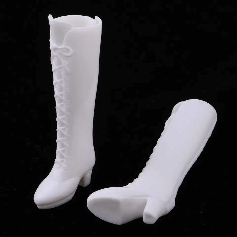 Biele vysoké podpätky topánky Rainshoes outfit pre 12 palcov Blythe Licca 1/6 BJD DOD