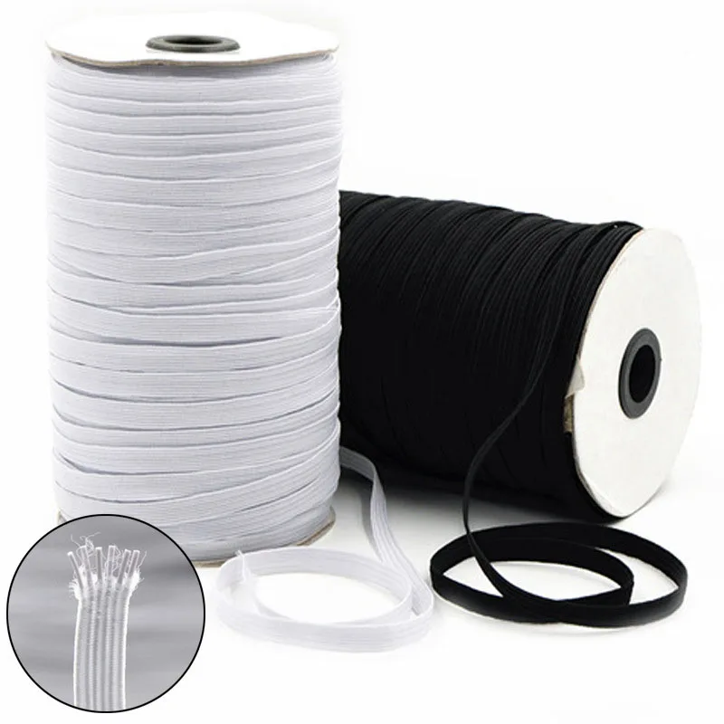 Biele čierne elastické pásy 3/6/8/10/15/20/30/40/40 mm Polyester Elastic Elastic Cord pre odevné šitie príslušenstva 5 yardov