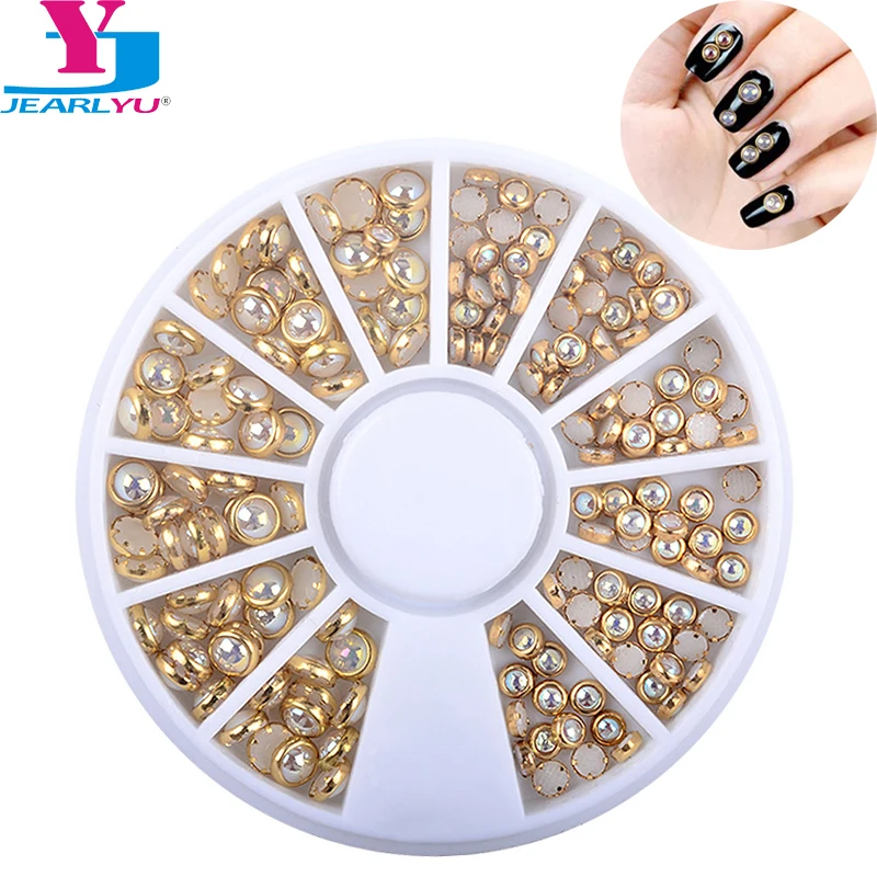 Biele šijacie perlové korálky Šiť na kamienky Ongles Ongles Decoration Art Claw Claw Flawback Polovičné perle