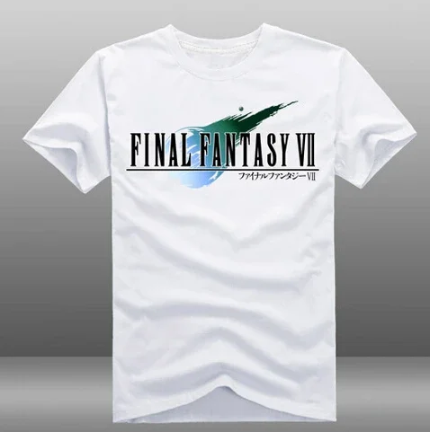 Biely krátky rukáv O-krk Tops Tops tričká 3 štýly letné anime pánske hry Final Fantasy VII FF7 ​​Harajuku Men Men odev