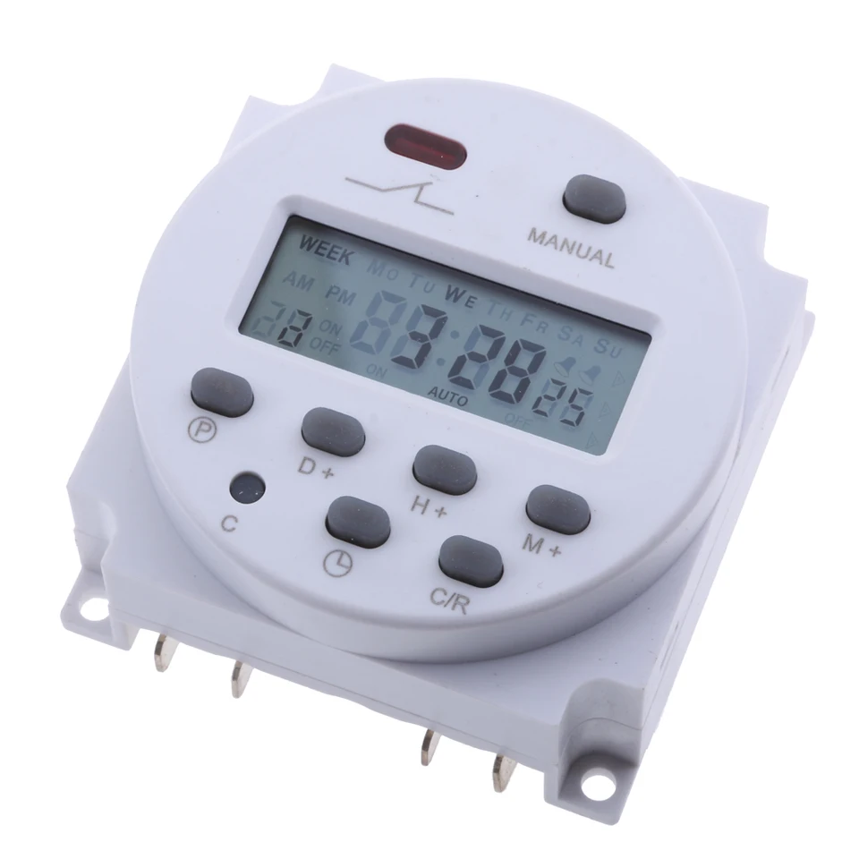 Biely LCD Digitálny riadiaci výkonový programovateľný časovač DC 12V 16A Time Switch