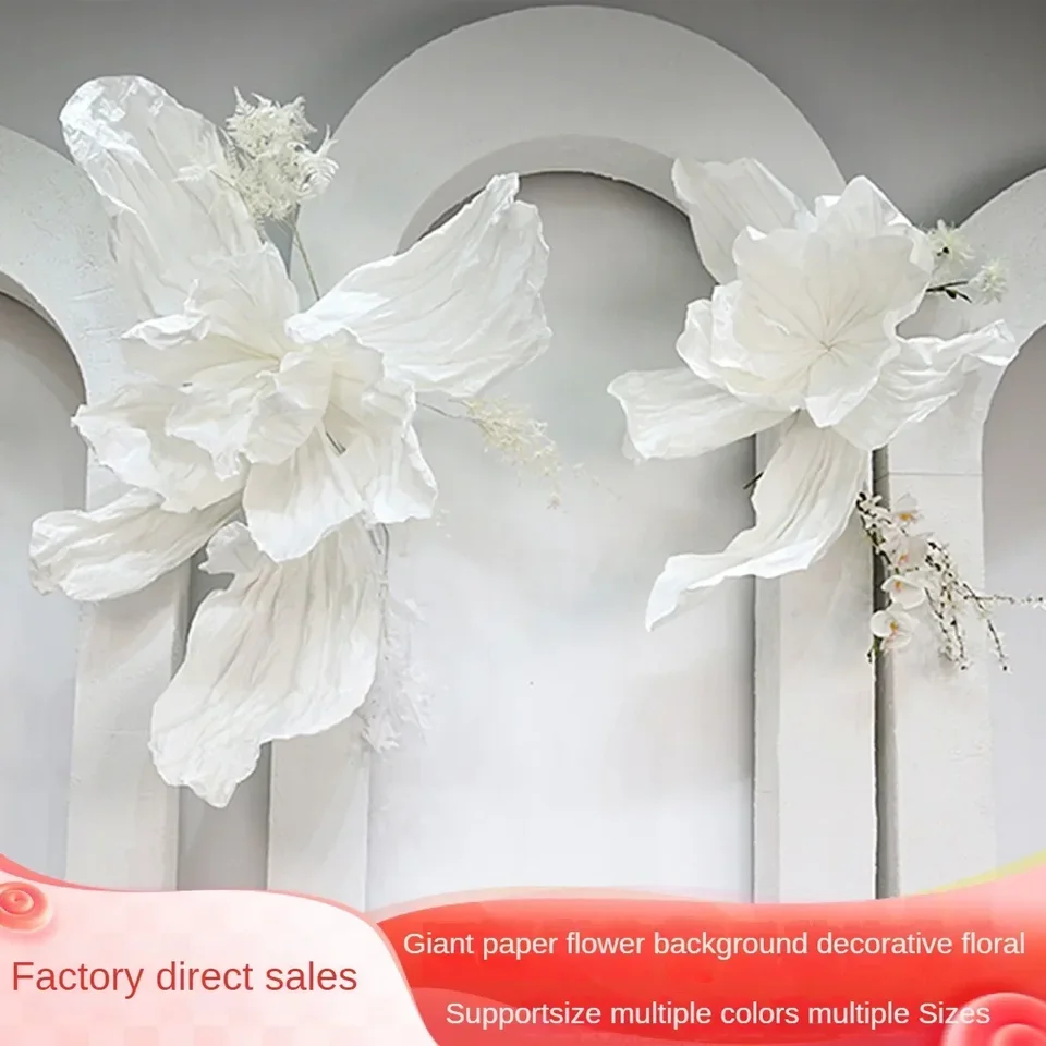 Biely veľký papier dúhovky kvety umelé svadobné scence papierové kvety narodeninové oslavy pozadie dekorácie javiskové rozloženie rekvizity