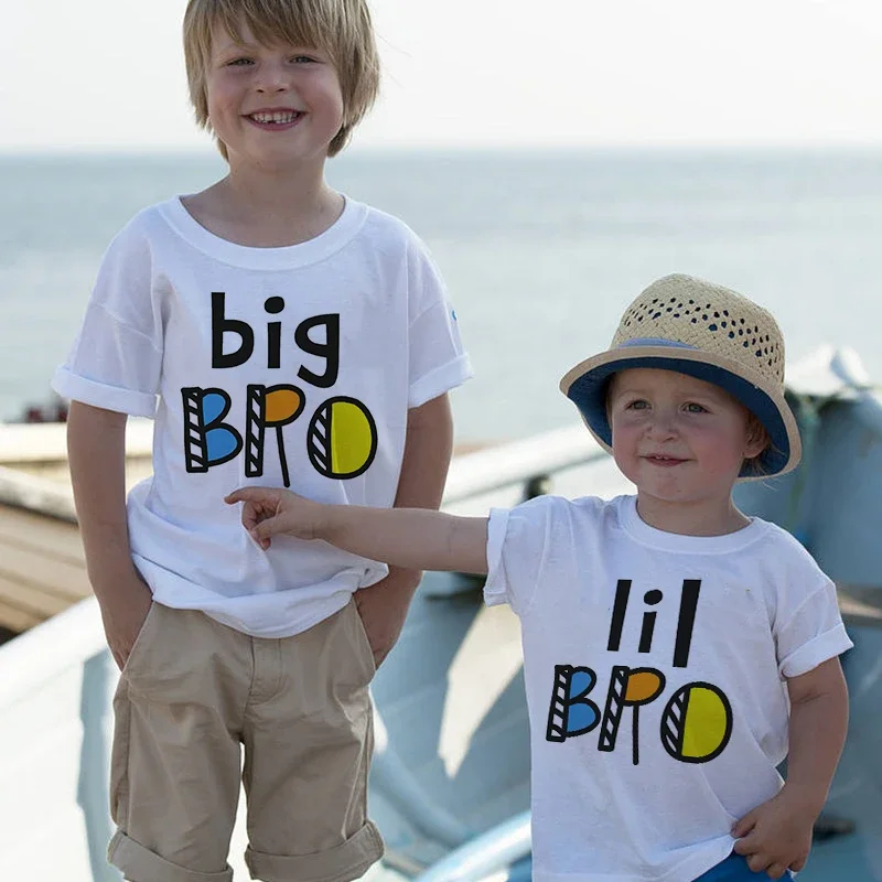 Big Bro Lil Bro Family zodpovedajúce tričká Karikatúra Tlačená súrodenecká odpalisko Tops topy
