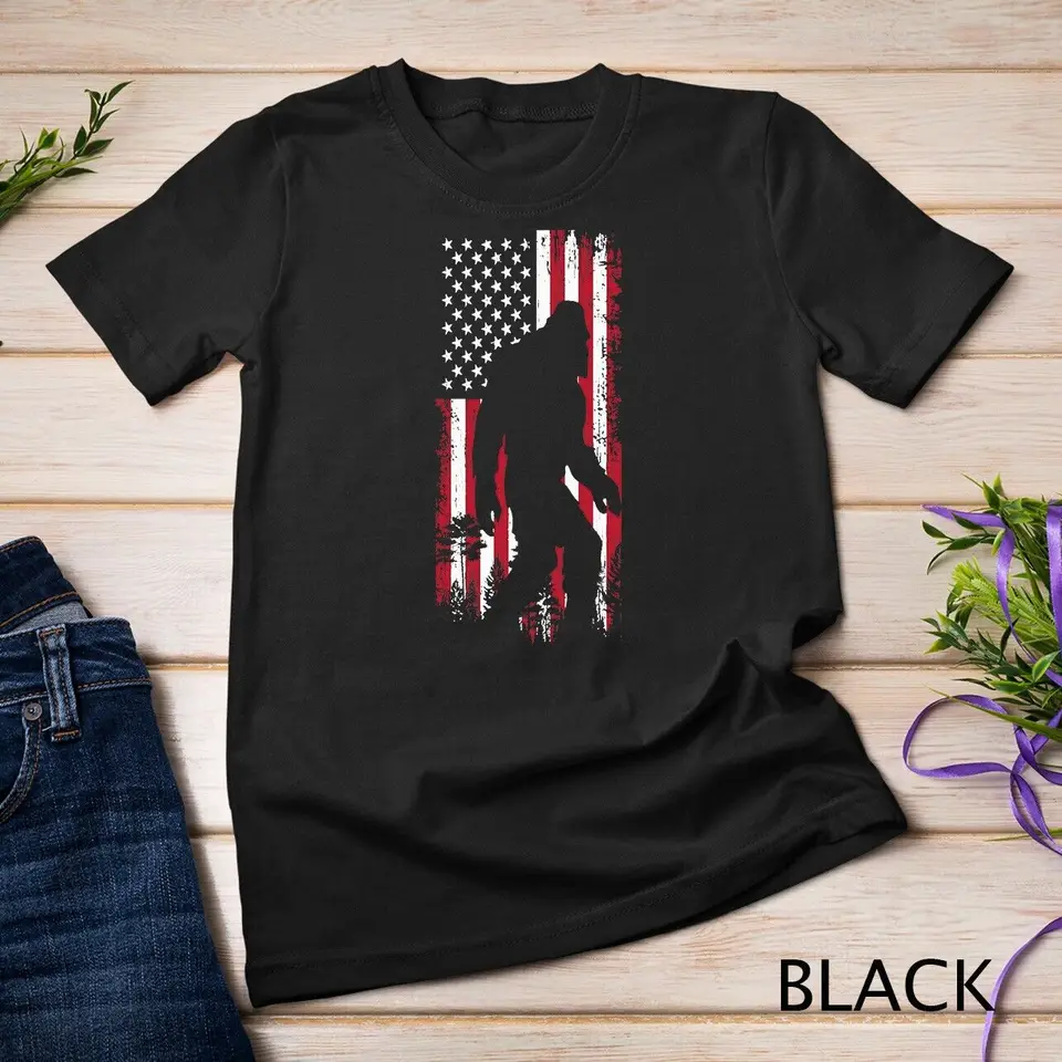 Bigfoot 4. júla American USA Flag Patriotic Boys Tričko Tričko unisex