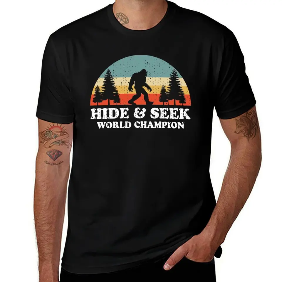 Bigfoot Hide & Seek Majster sveta retro tričko Anime Trič Anime Stuff Vintage Tee tričká pre mužov