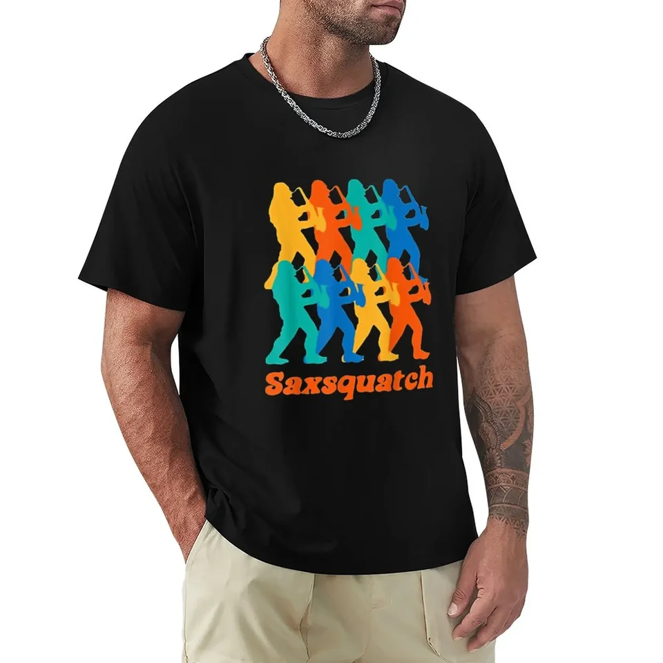 Bigfoot Hra saxofón Saxsquatch Tričko s krátkym rukávom TEE Graphics