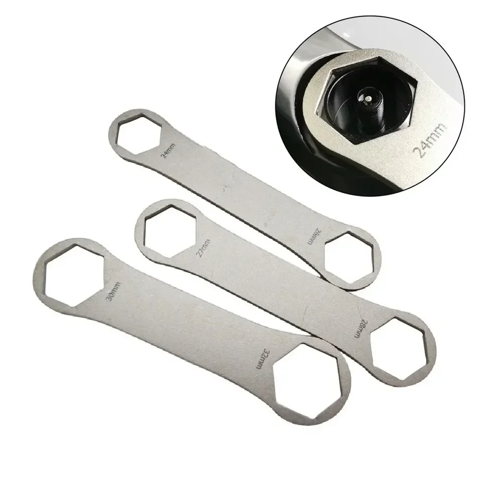 Bike Top Cap Spanner pre Fox z nehrdzavejúcej ocele na vidlici na vidlici horný kryt kľúča dvojitá hlava na bicykli Časti náradia