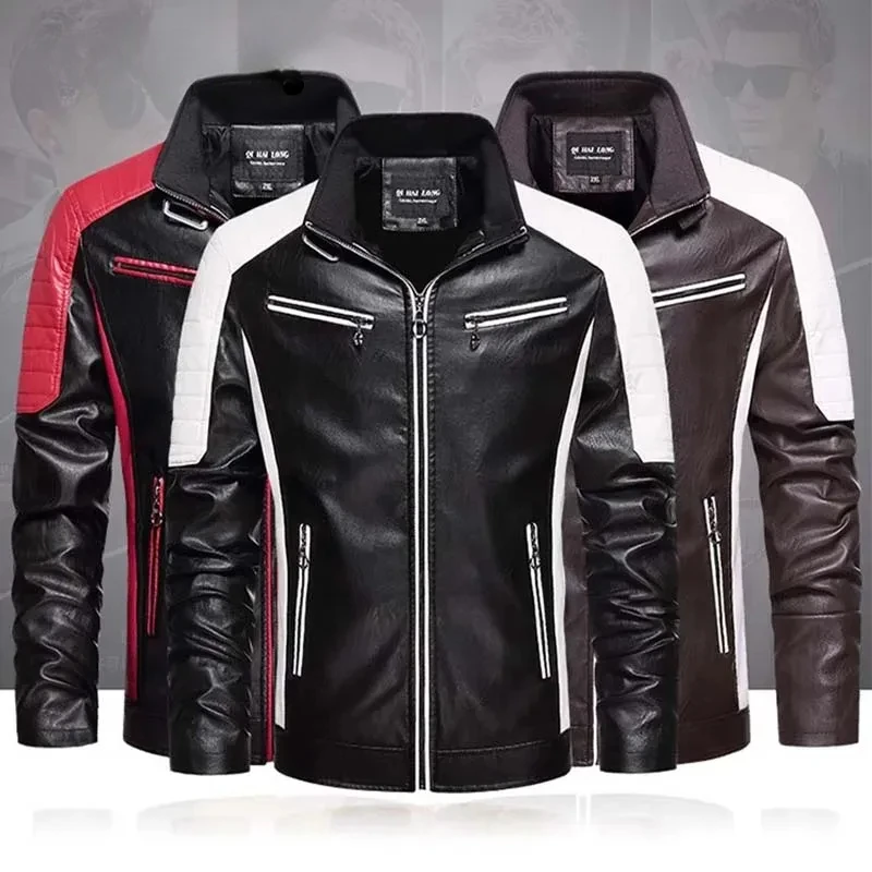 Bikerská kožená bunda Pánska jesenná zima s kožuchom motocyklista Aviator Racing Clothing Bomber Male zipsové bundy