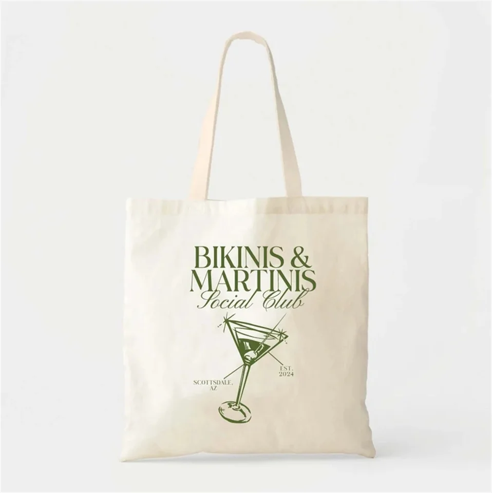 Bikinis a Martinis Tote - bakalárka bakalár - taška na kocovinu - Bachelorette Tote - Martini Tote - Martini Bachelorette - Ret