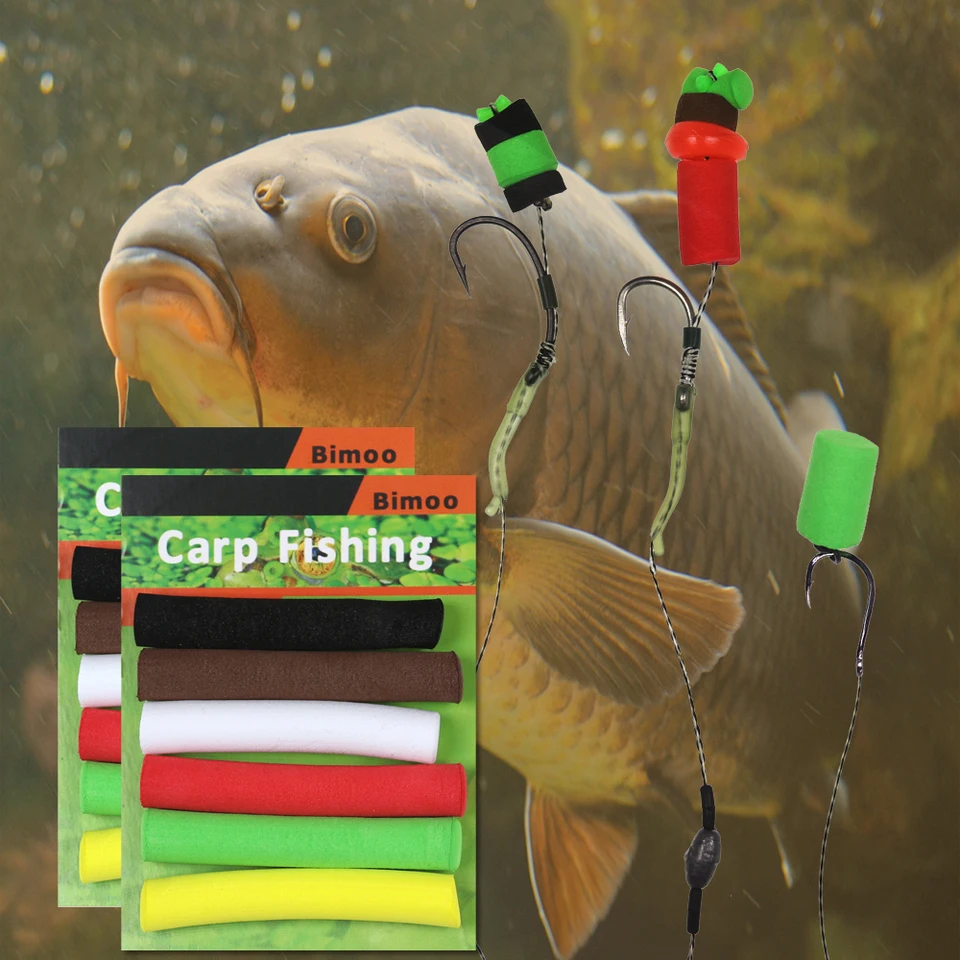 BIMOO 12ks 8 mm x 5 cm mix zmes farebného kapra Fishing penový valec zigrig vyskakovacie tyčinky Vlasy Vlasy Penová návnada žltá hnedá zelená čierna