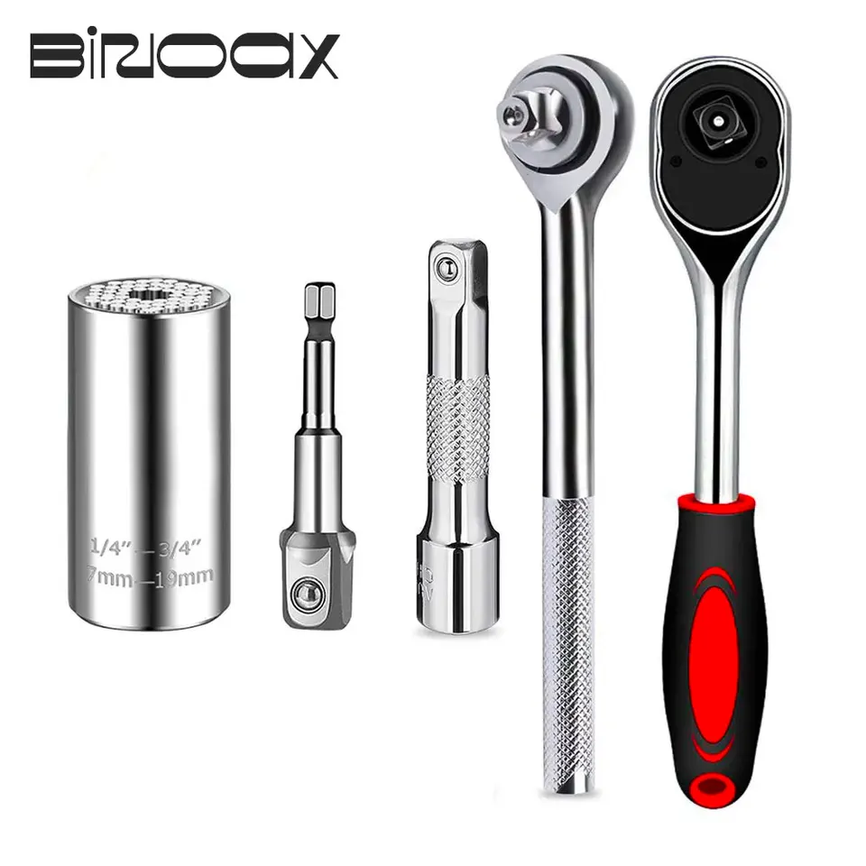 Binoax Universal Socket Grip s 3/8 palcovými ratchetovými kľúčmi multifunkcia samohybnej zásuvky s nástrojom na adaptér vŕtania napájania