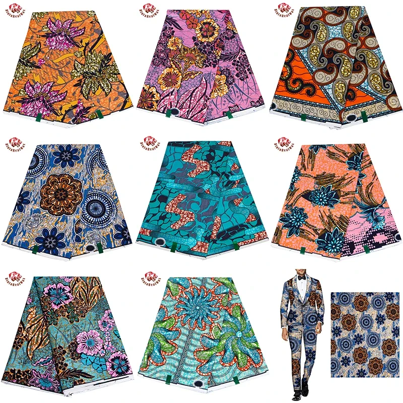 Bintarealwax 100% bavlnená africká vosková tkanina Vysoko kvalitný zlatý vosk potlač Batik Soft Pagne Nigeria Ankara voskovú látku