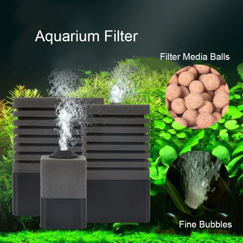 Bio špongia filter pre akváriové rybolové nádrže krevety vzduchové čerpadlo Biochemická guľová filtrácia hlučna Fenová akváriová príslušenstvo
