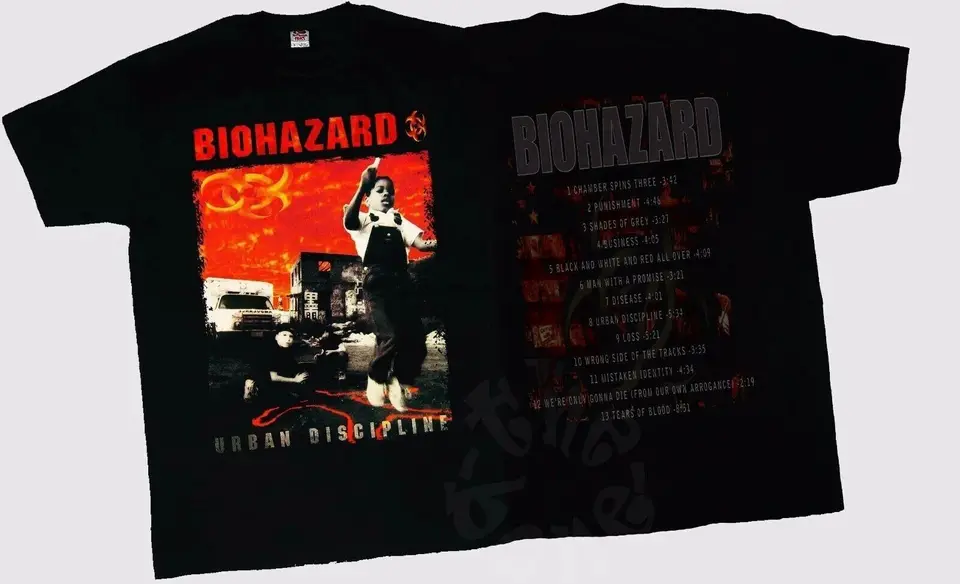 Biohazard Band Urban Discipline Basic Black Short Ruckve tričko VTG H5719