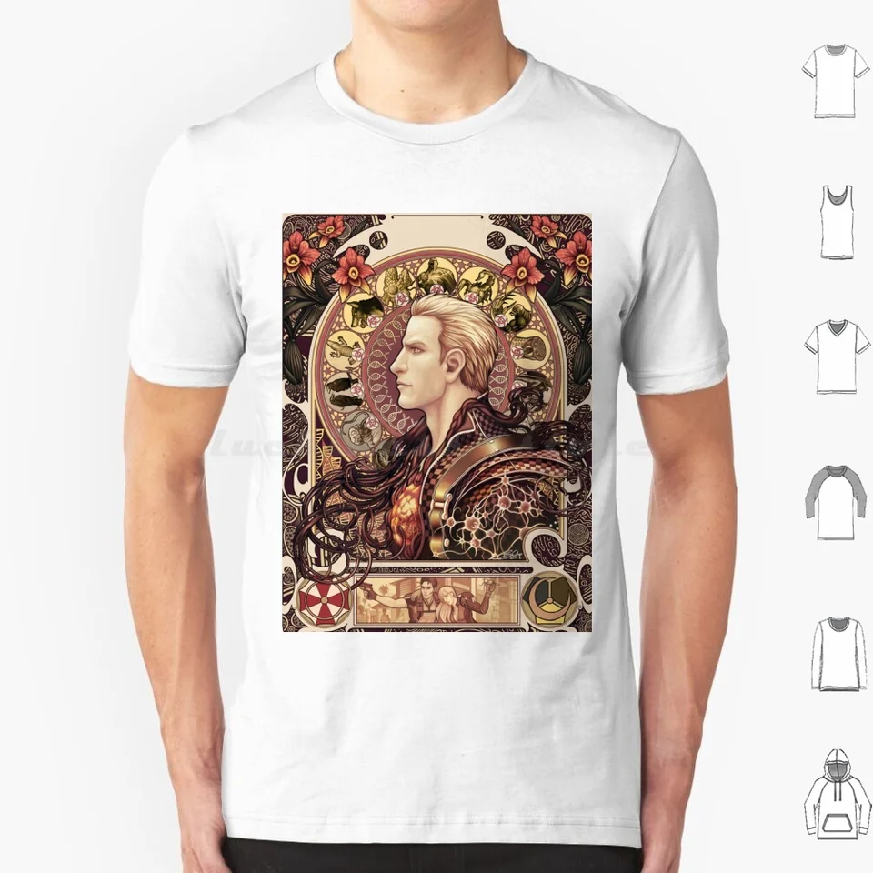 Biohazard Zodiac T tričko Veľká veľkosť 100% bavlnená štúdia Majster Alphonse Mucha Nouveau Albert Wesker Chris Redfield