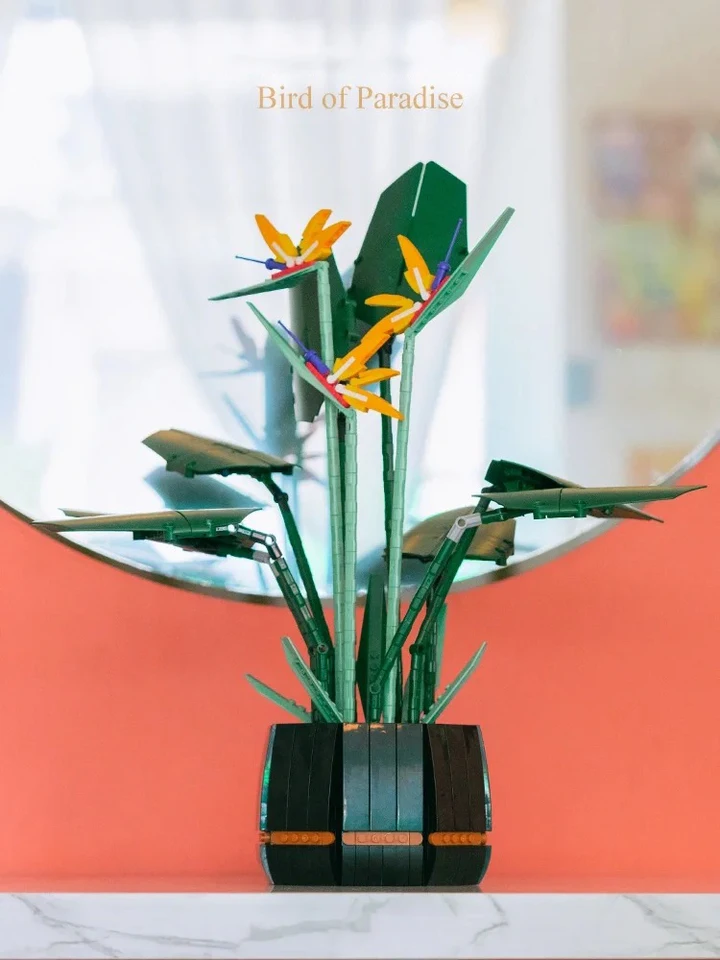 Bird of Paradise Bouquet Rose Building Block Kompatibilný 10289 Hračky tehál pre deti Kokolted Prázdninové vianočné priateľka Gift