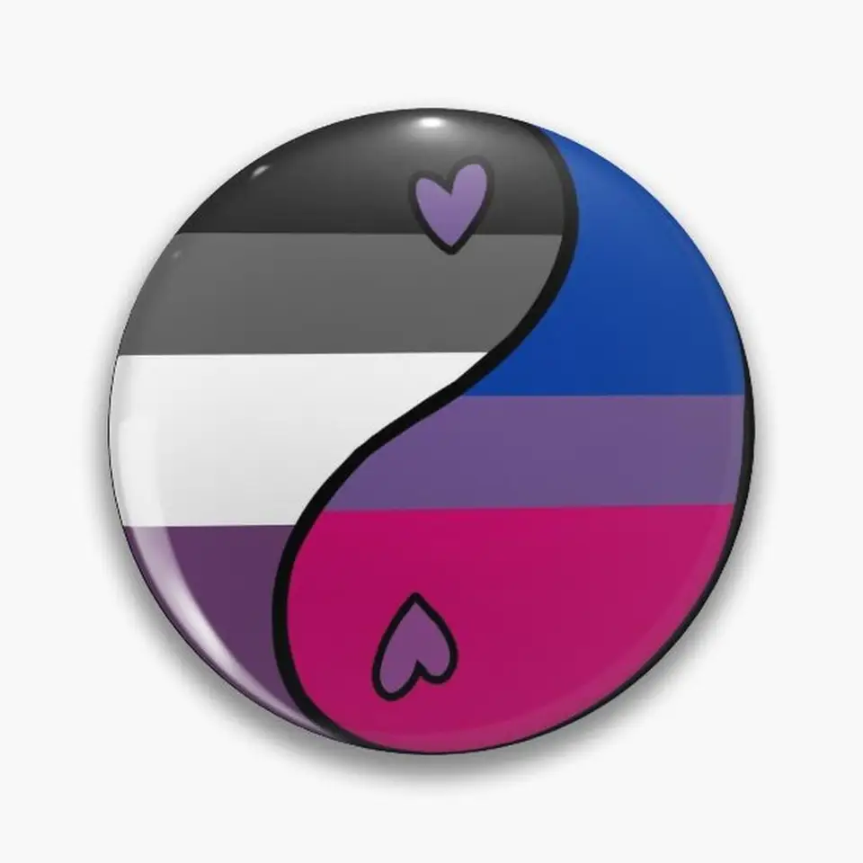 Biromantic Asexual / Bi ACE Cute LGBTQ+ Pride Flag Yin Yang Pin Buttons Brošes
