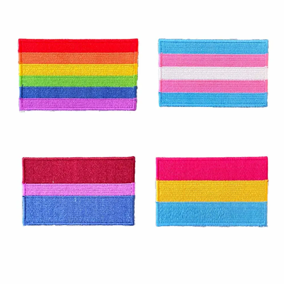 Bisexuálny pansexuálny homosexuálny pýcha transgender vlajka Vzor Small výšivok oblečenie batohový klobúk dekorácie