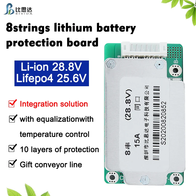Bisida 8S BMS 29,6 V, 25,6 V lítium -iónový/LifePO4 BATTERICKÝ OBCHOD PRE OBCHOD PRE SOLÁR ， ELEKTRICKÉ NÁKLADY