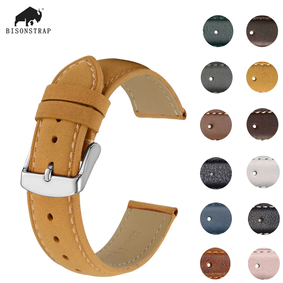 Bisonstrap Pánske hodinky, 14 mm, remienok 15 mm, 16 mm, 17 mm, 18 mm, 19 mm, 20 mm, 21 mm, 22 mm kožené hodinky, pracka z nehrdzavejúcej ocele