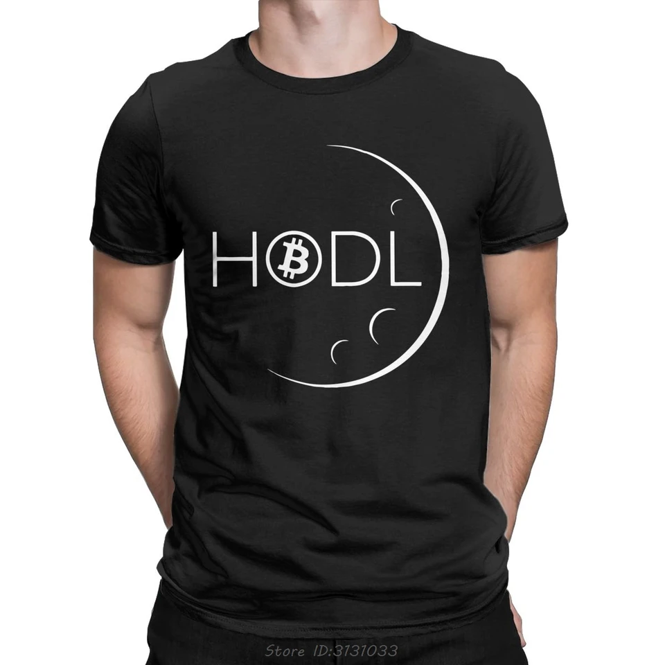 Bitcoin Hodl Moon Nadmerné tričko Crypto Cryptocurrency to Funny Men's Fitness tričko Round Classic Cotton Trhirt Tshirt