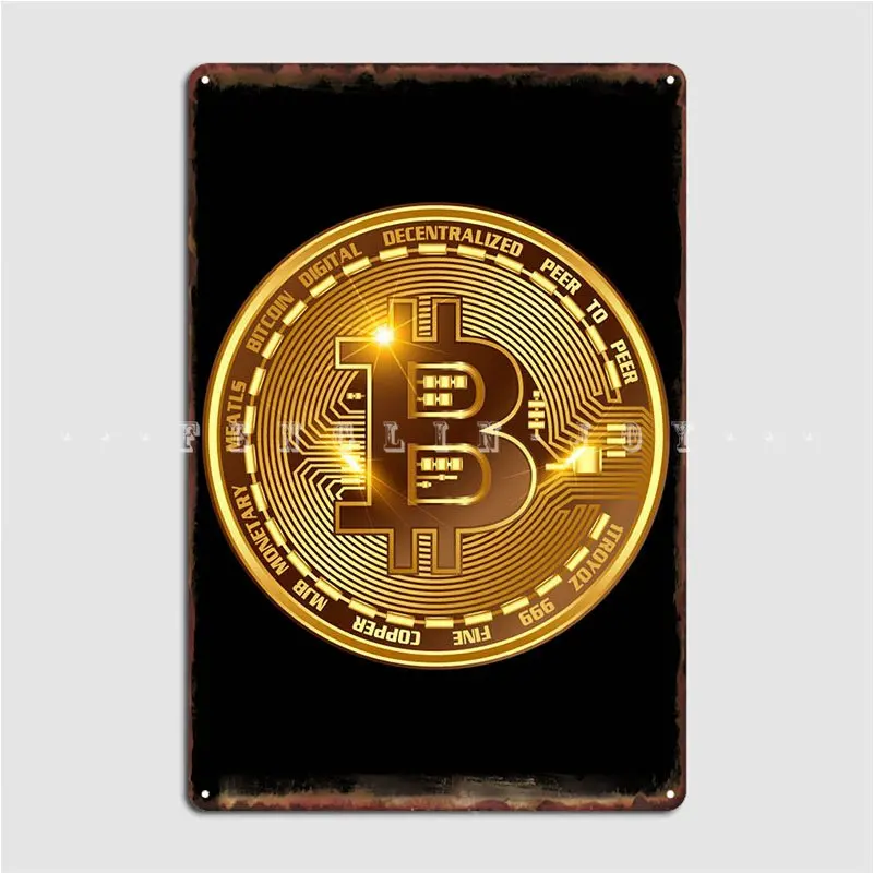 Bitcoin zlato BTC plagát kovové plakové dosky garážový klub Custom Cinema Garage Tin Sign plagát