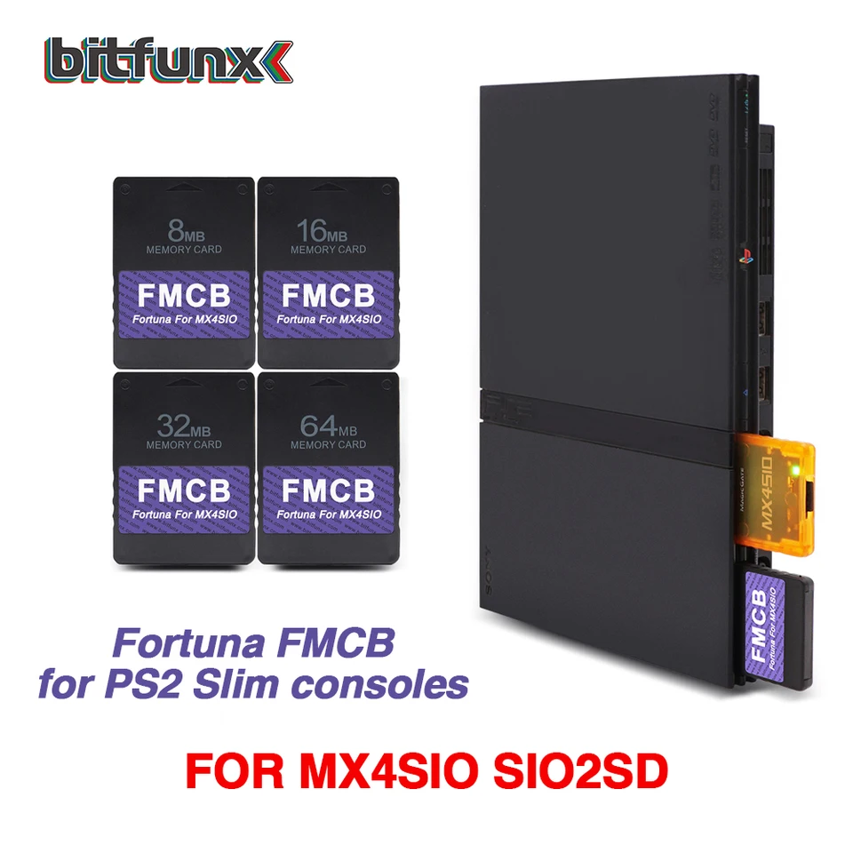 Bitfunx Fortuna Free McBoot OPL Pamäťová karta pre PS2 MX4sio SIO2SD SD Adaptér pre PS2 Slim Game Console