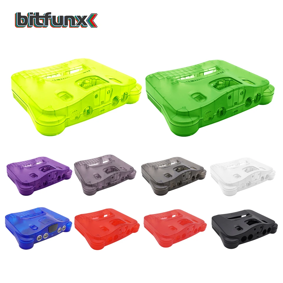 Bitfunx náhradný plastový lastúrnici priesvitný puzdro pre N64 Nintendo 64 výmenné puzdro Priehľadné škatule
