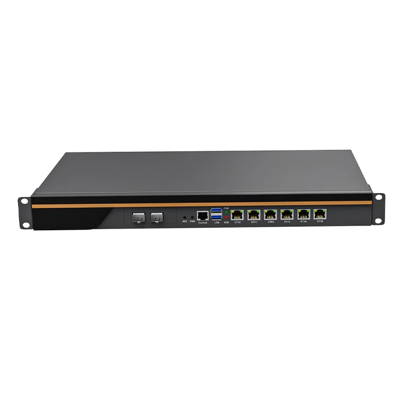 BKHD 989 Black 1U Firebox Firewall Rackmount Server 4,5 cm High 6*2,5G LAN 2*10G RJ45 Ports Intel Core i3 i5 Dátové centrum