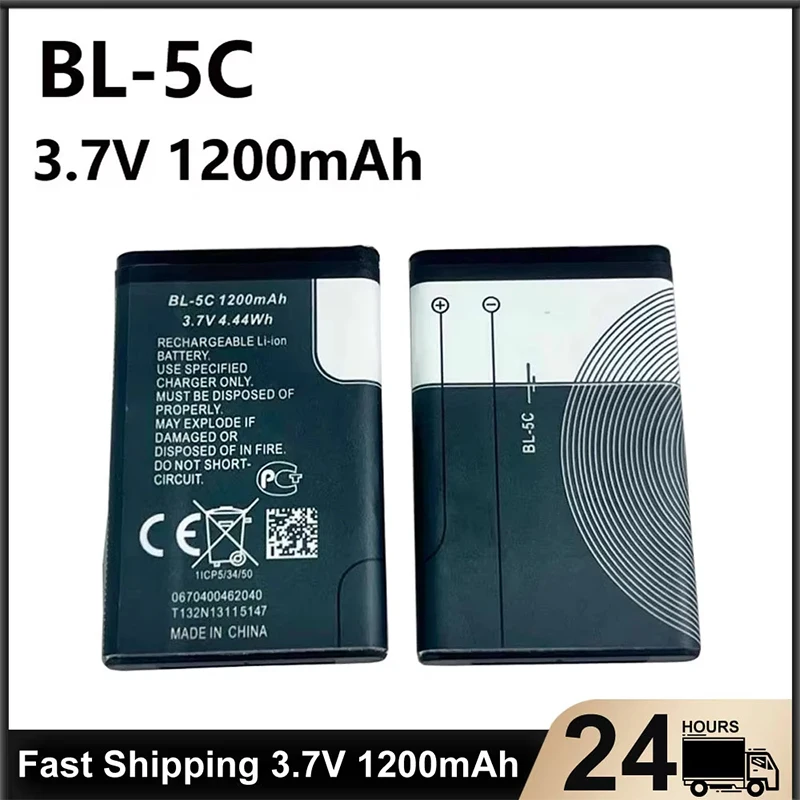 BL-5C 3,7V 1200 mAh lítiový polymérny telefón batériu pre rádio Nokia 1100 1110 1200 1208 1280 2600 2700 3100 3110 5130 6230 1600
