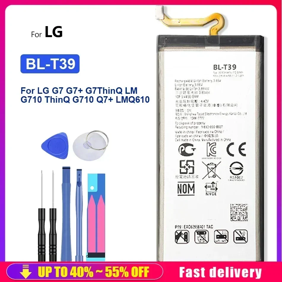 BL-T-39 Veľká kapacita Výmena batérie mobilného telefónu pre LG G7 G7+ G7Thinq LM G710 Thinq G710 Q7+ LMQ610 BL T39 Rýchla preprava