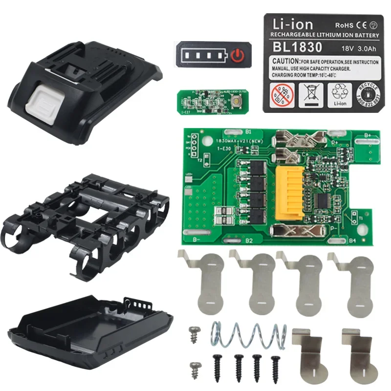 BL1815 5 x 21700 LI-ION-ION BATTERICKÁ KAPICICKÝ OBCHOD OCHRANA DOPADLA PCB LED indikátor LABE LABE LABILNA PRE MAKITA 18V 3,0AH
