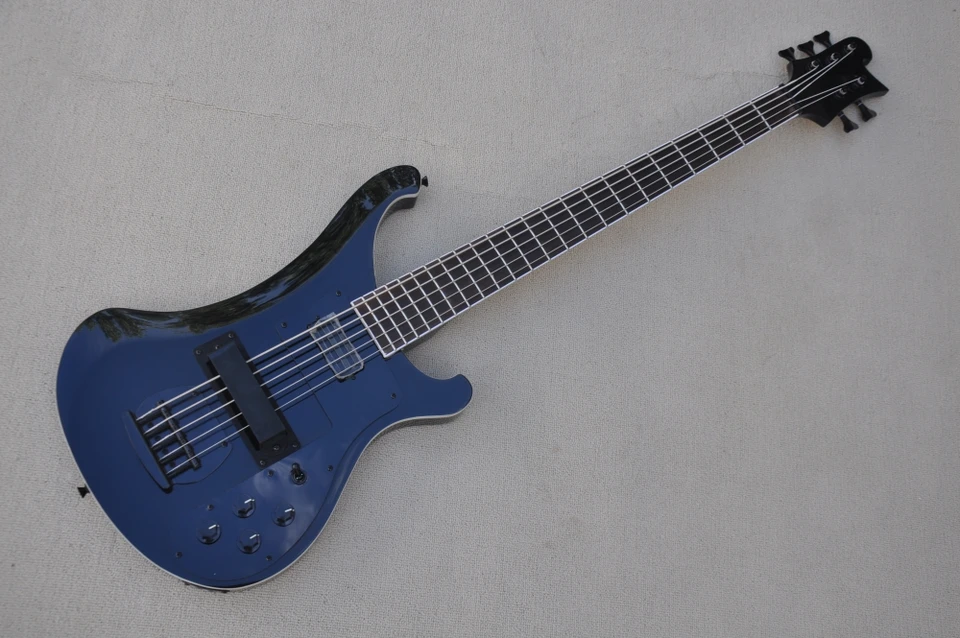 Black 5 Strings Electric Bass Guitar s viazaním tela, ponúka prispôsobenie
