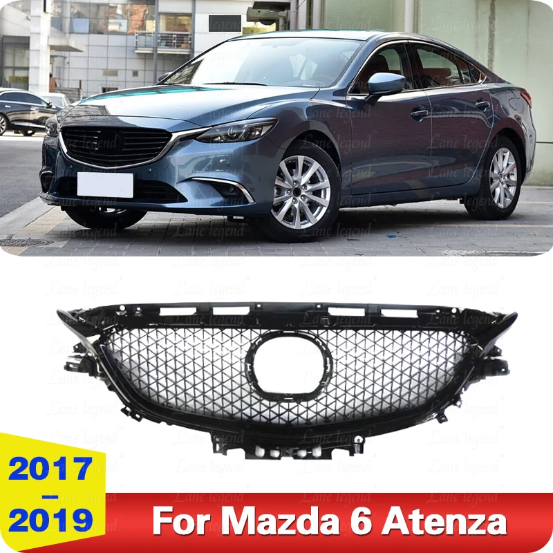 Black Ab Car Front Bumper Grill Horná sieťová mriežka pre Mazda 6 GJ GL Atenza 2017 2018 2019