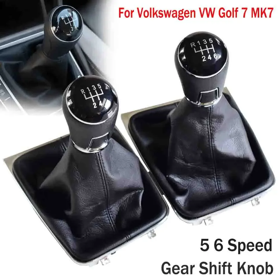 Black and Leather Car Shift Gear Guob Lever Gaitor Boot Cover pre VW Golf 7 A7 MK7 VII GTI GTI 2013 2014 2015 2016 2017 2017 2018