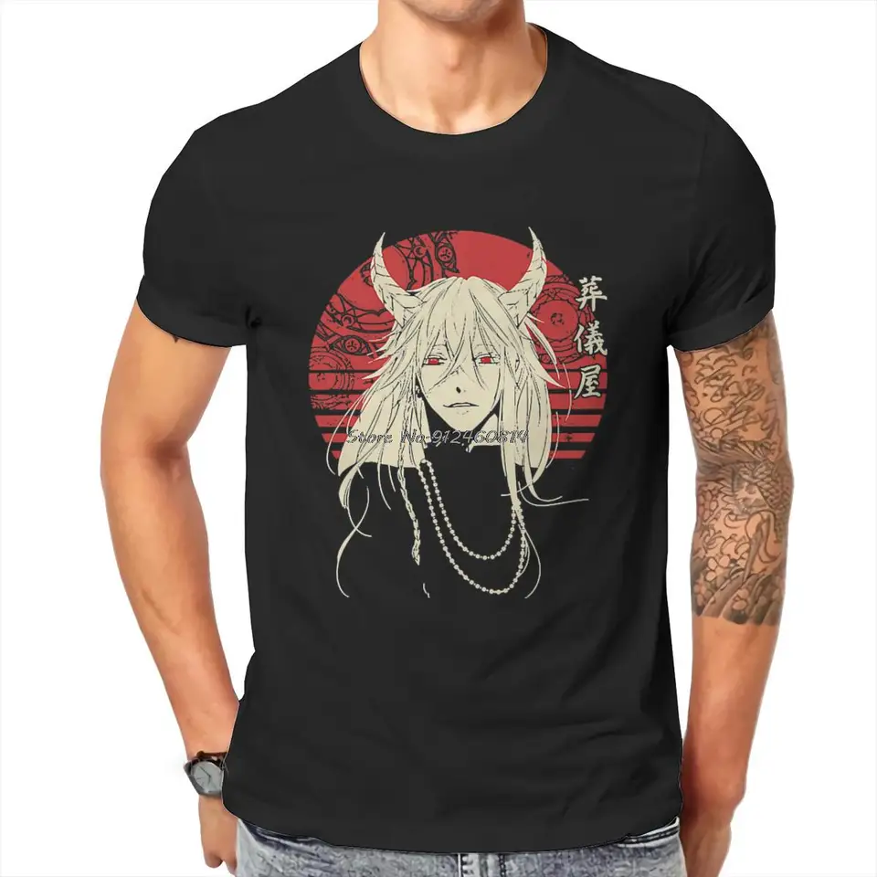 Black Butler Japanese Manga Undertaker Tshirt Harajuku Grunge Pánske odevy plus veľkosti bavlnené odpaliská tričko