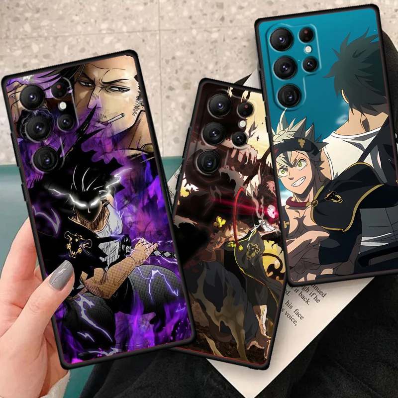 Black Clover Cartoon Cool pre Samsung Galaxy S24 S23 S22 S21 S20 Fe S10E S10E Plus Ultra Pro Lite 5G Čierny chrbát Puzdro