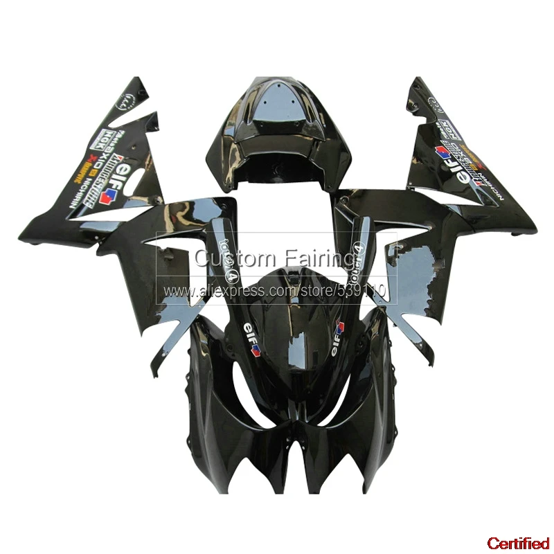 Black Custom Fairing Kit pre Kawasaki ZX10R Ninja ZX - 10R 2005 2004 05 04