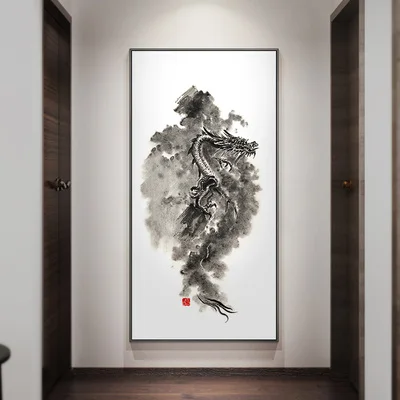 Black Dragon Picture Office Decoration Painting Chinese Wind Atrament Painting Moderná spálňa Obývacia izba Domov nástenná umenie dekorácia