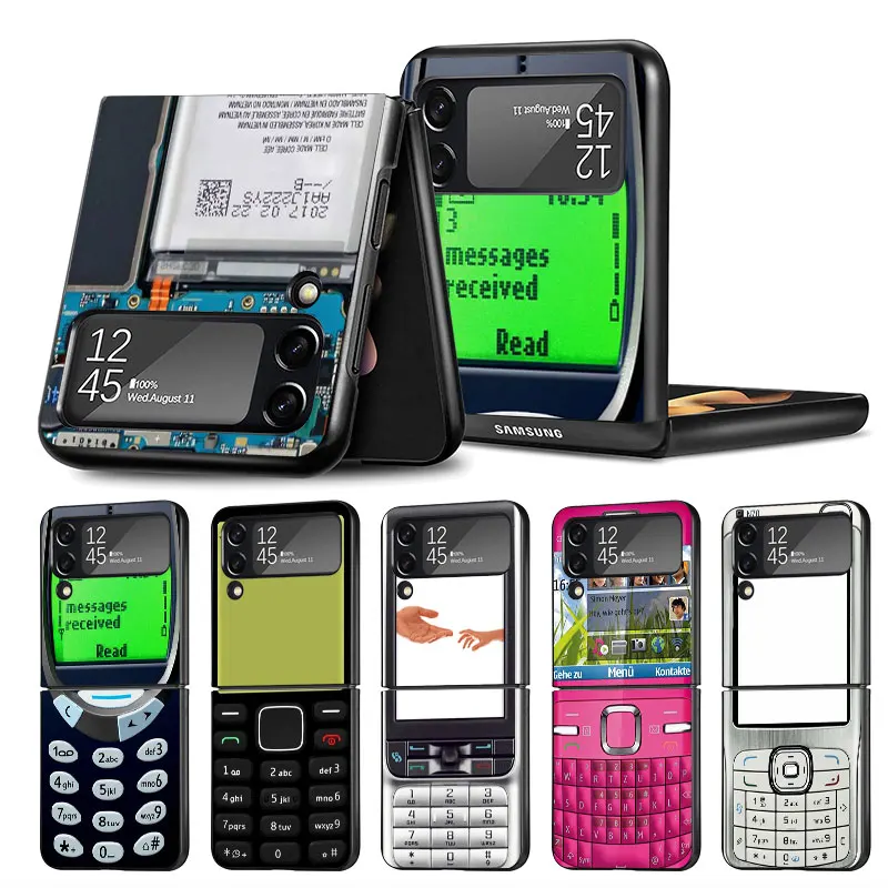 Black PC Hard Case pre Samsung Galaxy Z Flip 4 3 5G Funda Zflip4 Luxury Shock odolný voči chrbtovi Coque Retro Cassette