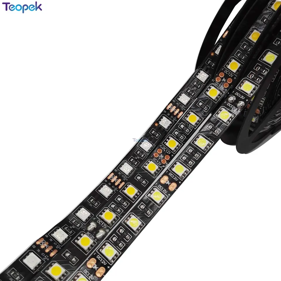 Black PCB 5050 LED pásik, DC12V, 60LED/m, 5 m 300LED, IP20/IP65 nepremokavé, RGB, biela, teplá biela, červená, zelená, modrá RGBW RGBWW