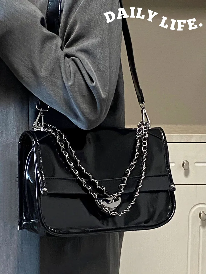 Black PU High Capacity Crossbody Bag 2023