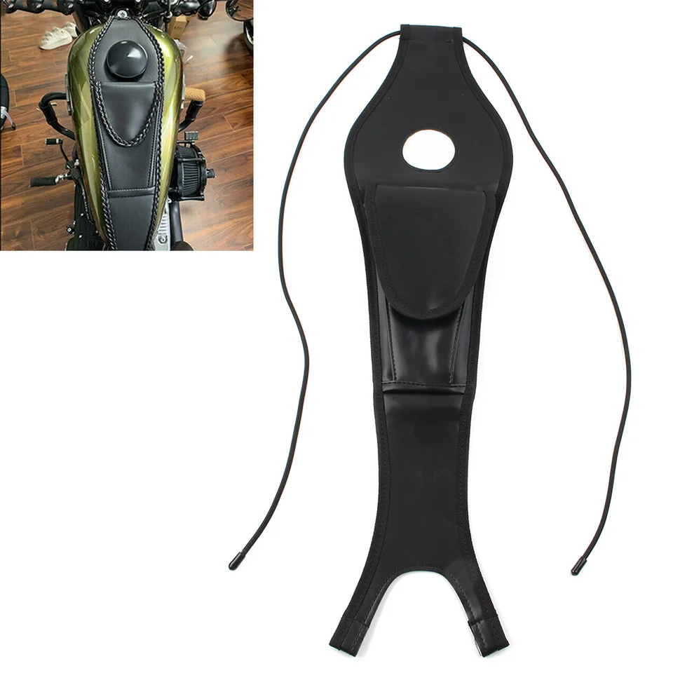 Black Pu Leather Motobike palivová nádrž Bbry s vreckom pre Harley Davidson Sportster 1200 2004-Later