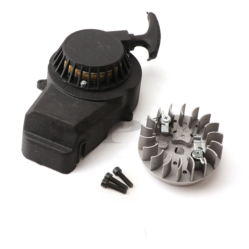 Black Pull Start Flywheel pre 47cc 49cc 49cc 2 -Strok Mini Pocket Scooter Dirt Bike ATV Rada Recoil Starter Struler
