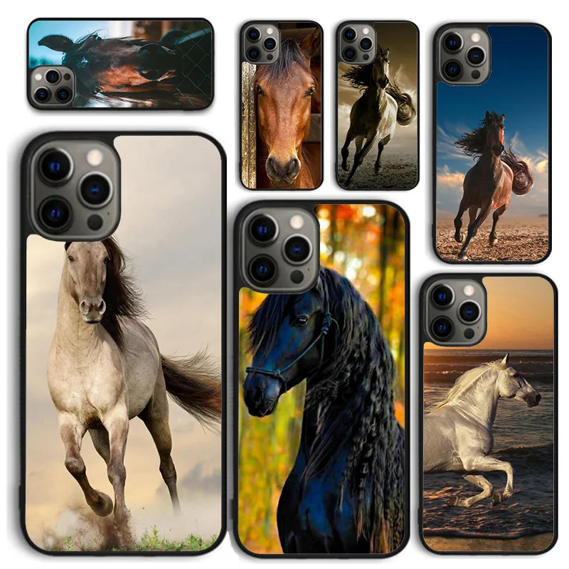 Black Strong Beauty Horse Stallion Pase pre iPhone 16 15 14 12 13 Plus x xs xr 11 Pro Max