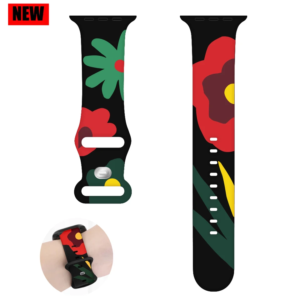 Black Unity Band pre Apple Watch Strap 44 mm 45 mm ultra 2 49 mm 41 mm 40 mm tlačené silikónové leopardové náramok Iwatch 9 8 7 6 5 4 SE