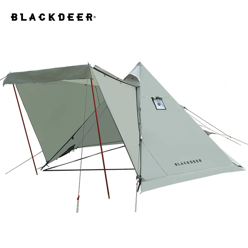BlackDeer Nový pyramídový stan so snehovou sukňou vodotesné kempovanie Teepee s komínovým otvorom na varenie cestovného stanu PU3000