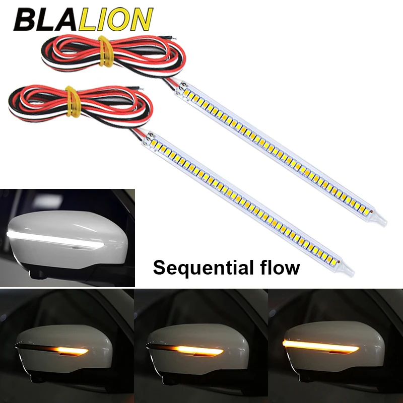 Blalion sekvenčné zadné zrkadlo Turn Signal Light Light Light Lights Universal Dynamic DRL Side Indikátor automatické denné svetlo